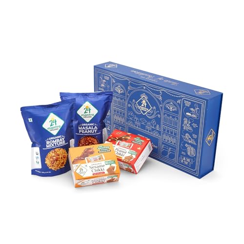 24 Mantra Organic Festive Collection | Celebrate Every Occasion with Traditional Snacks – Ideal for Festivals and Gifting: Masala Peanuts, Bombay Mixture, Peanut Chikki, Sesame Chikki | A Thoughtful Gift for Your Loved Ones - 800 Grams (B0DBZWPWZY) Amazon Price History, Amazon Price Tracker