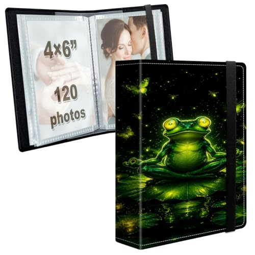 Image of Photo Album 4x6 120 Photos with Strong Elastic Band, Lotus Frog