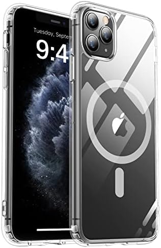 Noonin Magnetic Case for iPhone 11 Pro Max，[Compatibility with MagSafe] Protective Shockproof Cover Phone Case for iPhone 11 Pro Max 6.5″ (Clear)