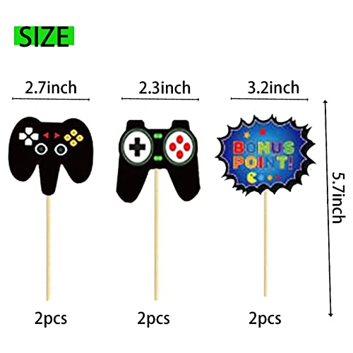 Bieufbji Video Game Cake Topper 11 Pcs Video Game Theme Double Sided Glitter Cake Decoration, Birthday Party Supplies thumb #3