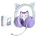 猫耳ヘッドホン ゲーミングヘッドセット ワイヤレス ヘッドホン Bluetooth 5.1 ワイヤレス マイク付き ねこみみ 15時間再生 急速充電 低遅延 有線 無線 両用 LED付き 虹色変換 軽量 通気性 柔らかい ノイズリダクション 折りたたみ サイズ調節 子供/大人/学生用 男女兼用 音楽/オンライン授業 生放送/ゲーミングなどに適用 クリスマス/誕生日/新年プレゼント(紫)