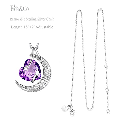 Sterling Silver Amethyst Necklace For Women Birthday Gifts Mom Wife I Love You To The Moon And Back Sterling Silver Heart Moon Shooting Stars Jewelry #TOP5