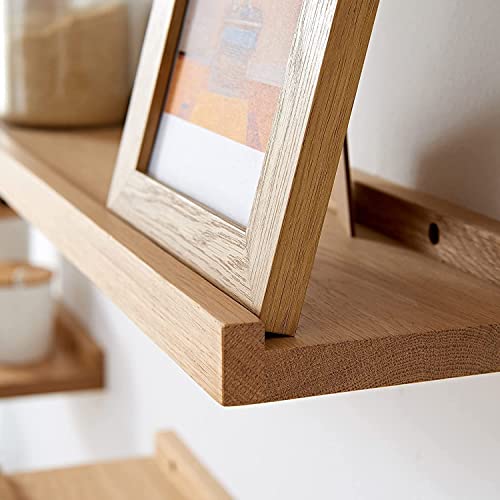 Long Floating Shelf 36 Inch Natural Wood Shelves, Rustic Display Books Picture Ledge Shelf For Wall Mounted, Natural Solid Oak Wood Shelf, Easy To Install, Natural Color, 36 *4 *1.5 (1 Pack) #TOP4
