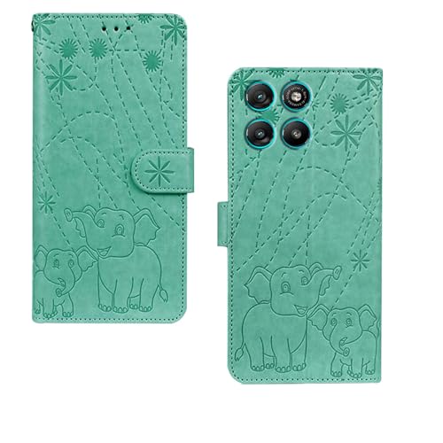 Image of amazon basics Motorola G67 Power 5G Flip Cover | Card Pockets Wallet & Stand | Flip Cover for Motorola G67 Power 5G (Green Elephant)