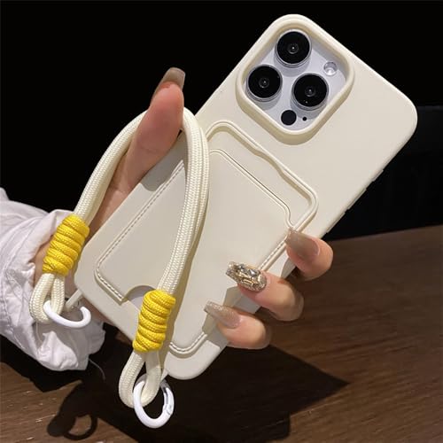 Étui silicone iPhone 12 blanc avec dragonne pratique et porte-carte de ville