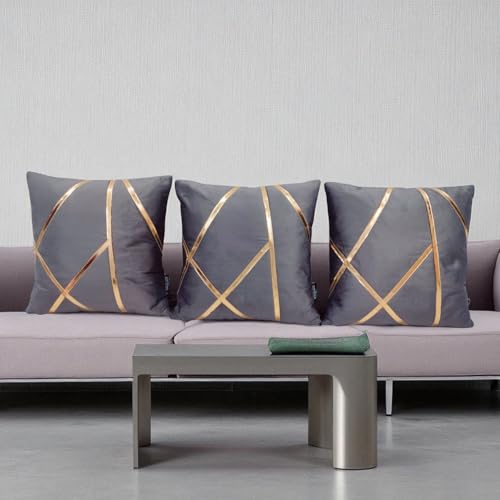 Image of Zikrak Besur Gold Stripe On Velvet|Pack of 5 Cushion Cover|for Home Decoration|Living Room Decor|Hotel Premeuim Quality Cushion Cover|Exclusive ON Amazon (Silver, 16 X 16 INCH(40 X 40 CM))