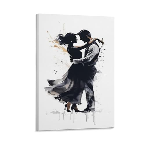 Abstract Watercolor Style Couple Embracing Canvas Painting for Bedroom Living