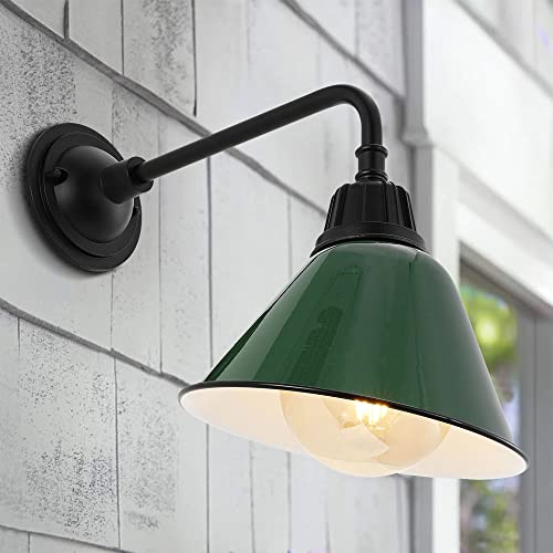 Image of JONATHAN Y Croydon 1-Light Gooseneck Barn Sconce 9.63 inch, Red