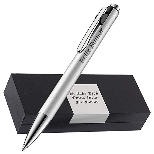 Pelikan - Kugelschreiber Silber Wunschgravur als Geschenk & Box mit Gravur Geschenkverpackung Snap Metallic Silber PS44-3 Pelikan - Kugelschreiber Silber Wunschgravur als Geschenk & Box mit Gravur Geschenkverpackung Snap Metallic Silber PS44-3