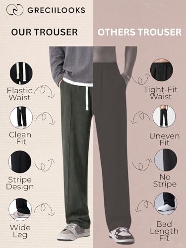 Image of GRECIILOOKS Men's Lycra Cargo Track Pants - Loose Fit Joggers for Men | Korean Style Travel & Lounge Wear with Pockets (Available in Plus Size)