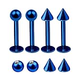 4 piezas anodizadas de 16 g labret piercing joyería Monroe tragus cartílago labio medusa bola cono más opciones, Acero inoxidable, Sin gemas.