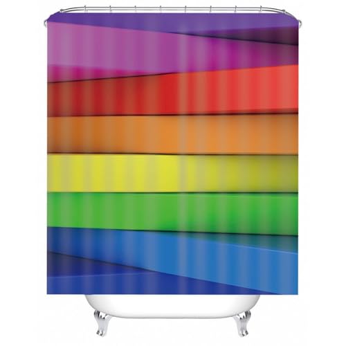 Rideau de bain imperméable en polyester multicolore avec anneaux inclus - 2