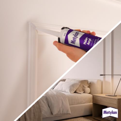 Metylan Maleracryl, Acryl Dichtstoff für Anschlussfugen innen & außen, überstreichbare Fugenmasse für Fenster, Türen & Fußleisten, Weiß, 1x300ml Kartusche