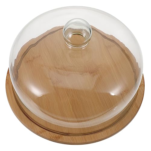 MUCKLILY 1Set Transparent Glass Cake Cover with Tray Dessert Food Cover for Parties Gatherings Stylish Food Protection