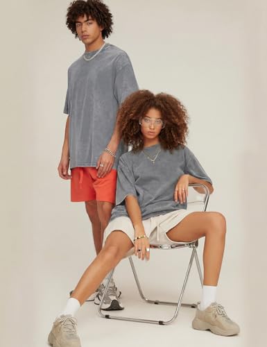 Image of Arssm Men Oversized T Shirts Vintage Tee Loose Fit Short Sleeve Casual Streetwear Baggy Washed Unisex Tops