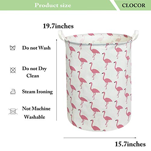 Image of CLOCOR Large Pink Flamingo Laundry Hamper, Baby Girl Laundry Basket,Kids Toy Storage Bins,Nursery Decor,Bedroom,Bathroom,Gift Basket (White Flamingo)