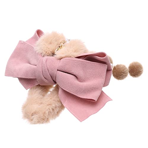 バンスクリップ ヘアアクセサリー 韓国 大きめ リボン もこもこ チャーム おしゃれ かわいい ハーフ ヘアクリップ レディース 髪留め まとめ髪 しっかり 挟む(ピンク)