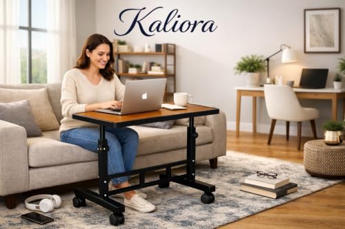 Image of Height Adjustable Mobile Laptop Table with Lockable Wheels
