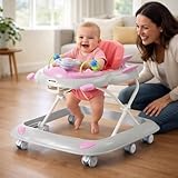 RYDR 101 Baby Walker with Wheels, Foldable Adjustable Height Walker for Babies 6–12 Months, Interactive Lights & Sounds, Toddler Walker Play Centre (Pink) - Image 4