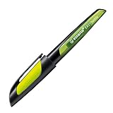 Schulfüller mit Linkshänder-Feder L - STABILO EASYbuddy in schwarz/limette - Schreibfarbe blau (löschbar) - Einzelstift - inklusive Patrone