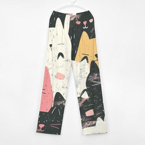 Seamless Texture with Cat Heads And Paws, Pastel Colors, CuteChildren's Casual Pajamas140CM2