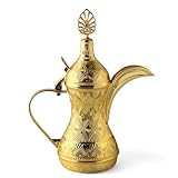Alisveristime Decorative Zamac Dallah Pitcher – Elegant Ottoman & Middle Eastern-Inspired Metal Coffee Pot for Home Décor (9.84” x 7.87” x 3.94”) (Gold)