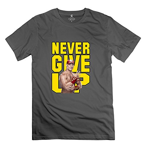 Golden dosa Men's WWE Never Give Up John Cena T-shirt Natural Natural