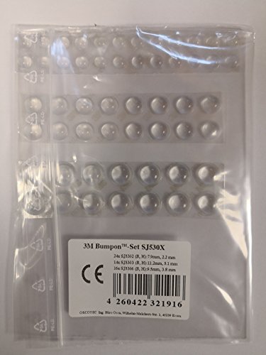 SET von 3M Bumponu0099 selbstklebende Puffer Möbelpuffer Mix SJ530X (24x SJ5302, 16x SJ5306, 14x SJ5303) - Buffer/Puffer für Möbel, Schubladen, Schranktüren etc.