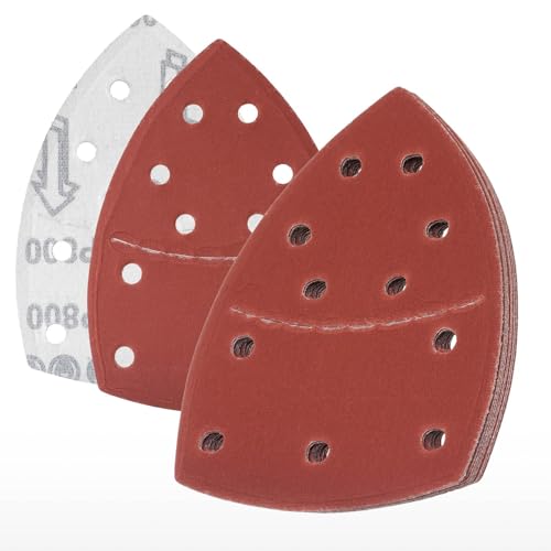 YoiYee Mouse Detail - Papel de lija de grano ultrafino P800/1000/1500/2000, 20 hojas de óxido de aluminio con gancho y bucle para lijado de precisión, pulido, fabricación de modelos