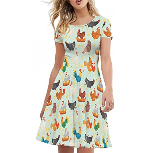 Image of Biyejit Women's Summer Casual Short Sleeve T-Shirt Swing Dress Crew Neck Plus Size S-4XL