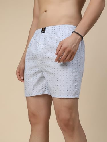 Image of Urban Scottish Men's Pack of 2 Cotton Printed Boxers with Side Pockets