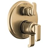 Delta T27989 Tetra 17 Series Pressure Balanced Valve Trim with Integrated Volume Control and 6 Function Diverter for Three Shower Applications - Less Rough-In - Lumicoat Champagne Bronze