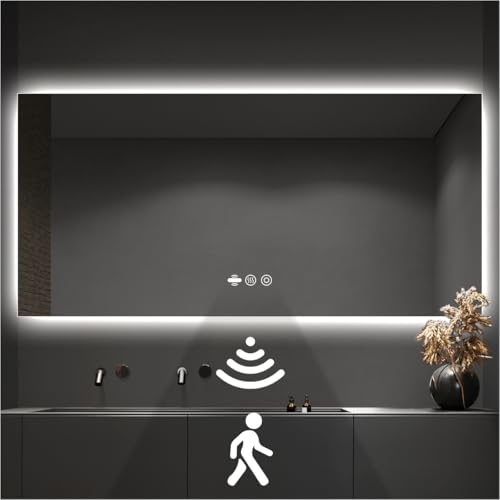 nolsia 72 x 36 in Backlit LED Bathroom Mirror, Motion Sensor Vanity Mirror with Lights 3-Color, Stepless Dimmable Wall Lighted Mirror with Anti-Fog, Memory Function, Rectangular