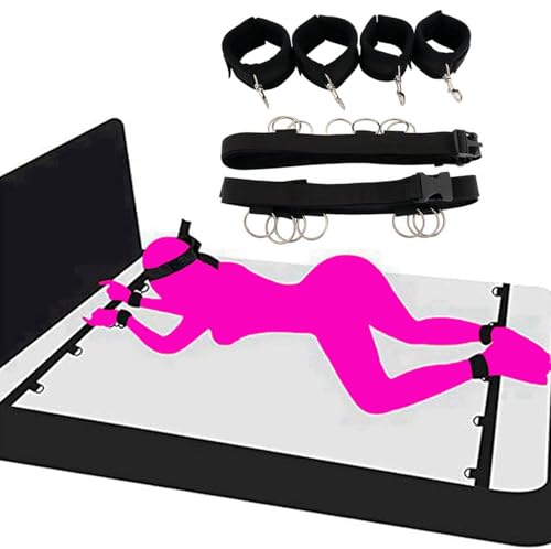Sex Bed Restraint Bands with Wrist, Ankle, Thigh Straps