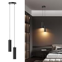 Klighten Pendelleuchte GU10 Zylinder, 2 Flammig Hängelampe, Hängeleuchte Höhenverstellbar Pendellampe für Küche Schlafzimmer Esstisch Wohnzimmer, Schwarz, Ohne Leuchtmittel