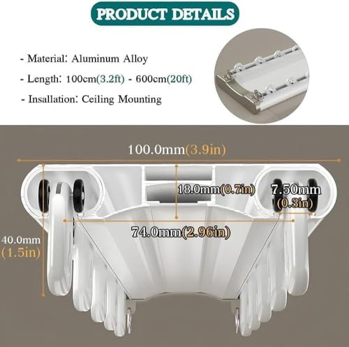 Heavy Duty Double Curtain Track - Durable Aluminum Ceiling Rail for Living Room, Bedroom, Bathroom - Easy Install, Smooth Operation, Adjustable Length