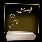 Message Board illuminato, superficie di scrittura a LED con base in legno, design riutilizzabile a secco | Lavagna luminosa per bambini, lavagna creativa per scuola, ufficio, casa o stanza di