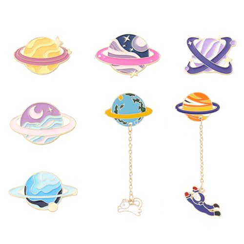 CHROMACRAFT 7 Piezas Broches De Planetas, Broches Creativos, Broches Interesantes, Broches Decorativos, Broches para Niños, Broches Lindos