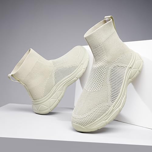 GSIGUL Men's Running Walking Shoes High Top Fashion Sneakers Slip on Socks Sneakers Casual Sports Shoes2