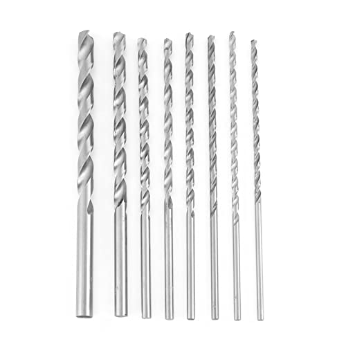 Haosie 8PCS Wood Drill Bits, 200mm Extra Long, Twist, for Soft Metal, Aluminum, Wood, Plastics (4/4.2/4.5/5.5/5.2/6/8/10mm)