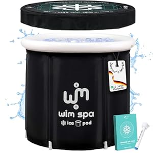 Wim Spa [Het origineel sinds 2015] Ice Pod (80 cm Ø x 80 cm) XL – opvouwbaar geïsoleerd ijsbad/ijsvat voor koude koude therapie, draagbare badkuip incl. regenhoes, thermometer, eBook enz.