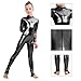 YgneeDom Girls Shiny Metallic Long Sleeve Unitard Spandex One Piece Wet Look Kid Bodysuit (Black, M)