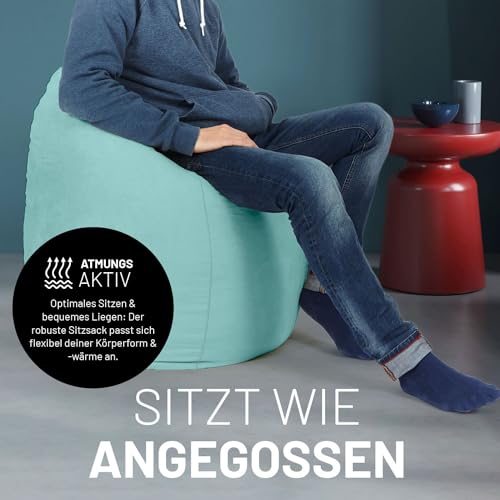 Lumaland Luxury XL PLUS Sitzsack stylischer Beanbag 220L Füllung mit extra starken Nähten verschiedene Farben Türkis - 9