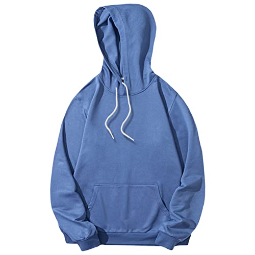 Maiyifu-GJ Men's Lightweight Casual Athletic Hoodies Long Sleeve Drawstring Hooded Pullover Hoodie Sweatshirts With Pockets (Blue,Medium)
