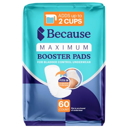 Because Maximum Incontinence Booster Pads, Adult Diaper Doubler Adds 2 Cups of Extra Absorbency,...