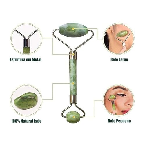 Massageador Facial Pedra De Jade Rolo Anti Rugas Stress