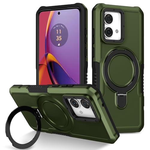 Coque Motorola G04S 4G antichoc vert foncé à support pliable pour bureau