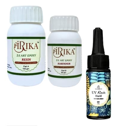 UV Resin 25g with 2:1 Art and Craft Resin, Pack of 1 (150g) / non toxic/made in india/art and craft/uv + epoxy/combo