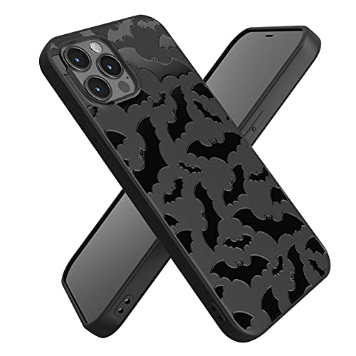Toik Mertak Black Matte Case Compatible With Iphone 12 Pro Max Mini 11 Se 2020 Xr Xs X 8 Plus 7 6S Design Halloween Tpu Animals Protective Cute Print Spooky Classy Slim Flexible Lightweight Bats #TOP2