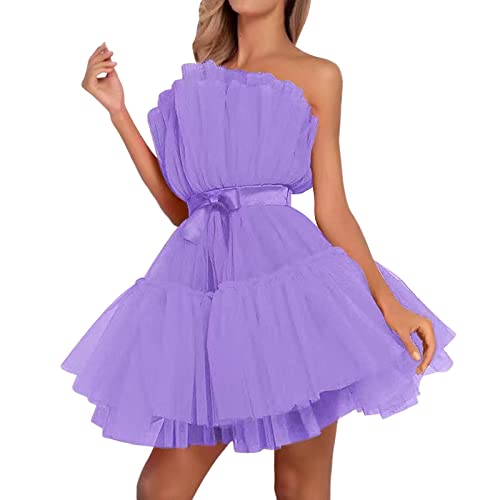 Vestido de baile sin hombros de diseño exclusivo confeccionado en tul para fiestas de gala